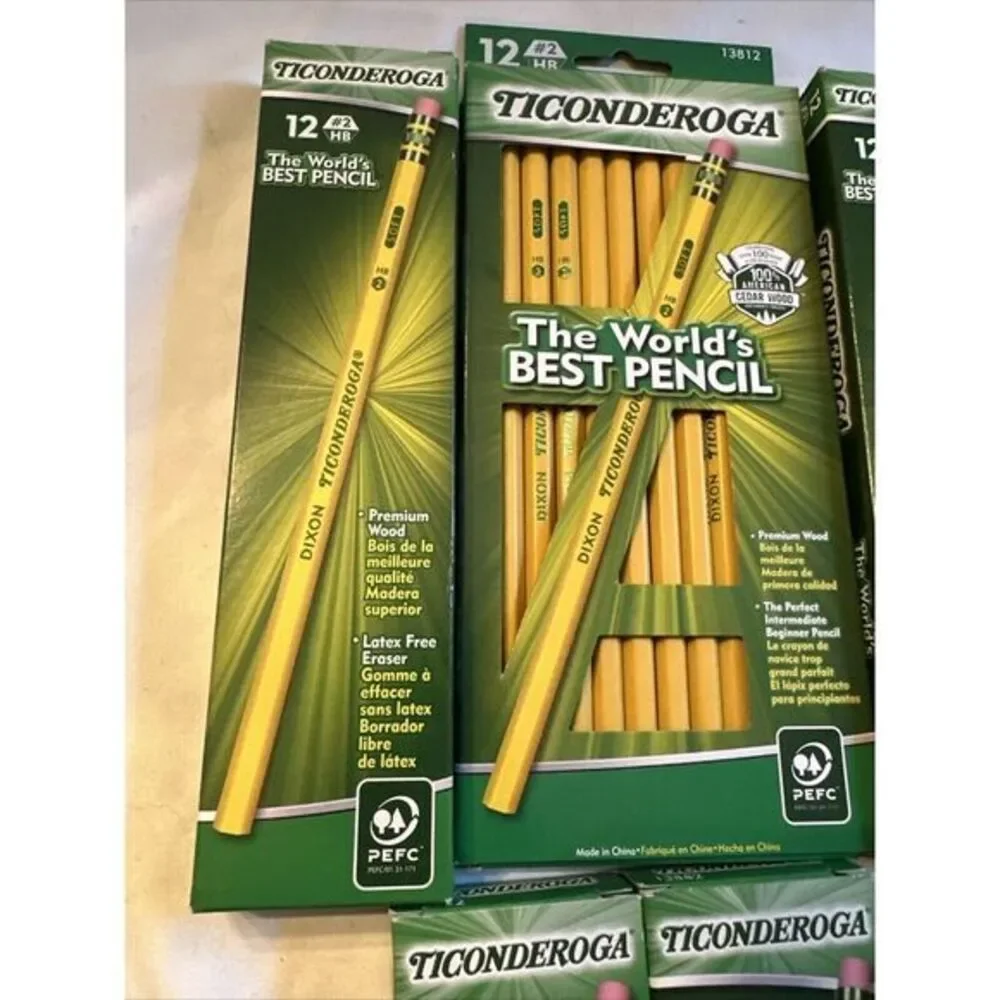 Dixon Ticonderoga Woodcase Pencils‎   Soft Yellow Barrel Barrel 12/Box Lot Of 5